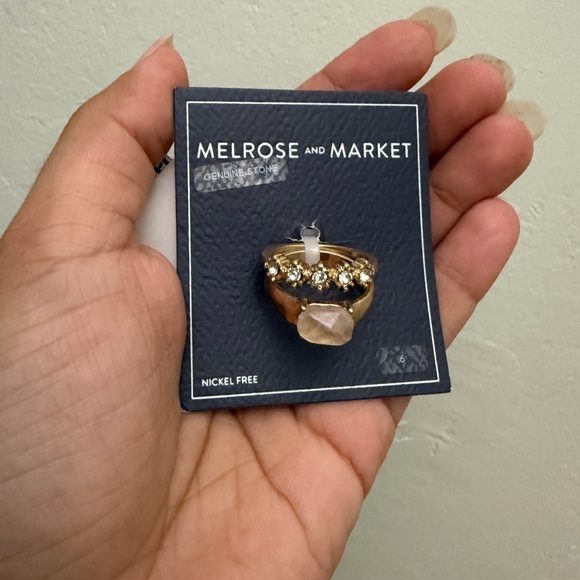 Melrose Market Rings set 6 size with Gemstones new boho chic two stacks A5 - Picture 1 of 4